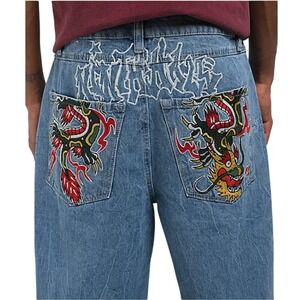 Ambush Dragon Embroidered Jeans Mens 27 Blue Denim Straight‎ Leg Y2K Streetwear